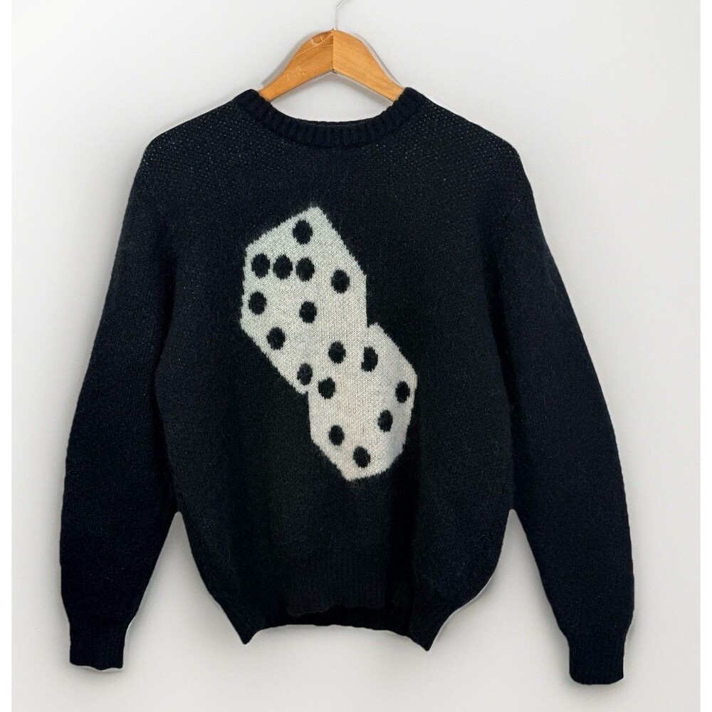 Stussy - Sweater Rolling Dice Mohair Wool Blend Size M Black & White Men’s